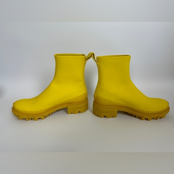 NWOT Rag & Bone Shiloh rubber-trimmed rain boot yellow ankle boots combat - Picture 11 of 15